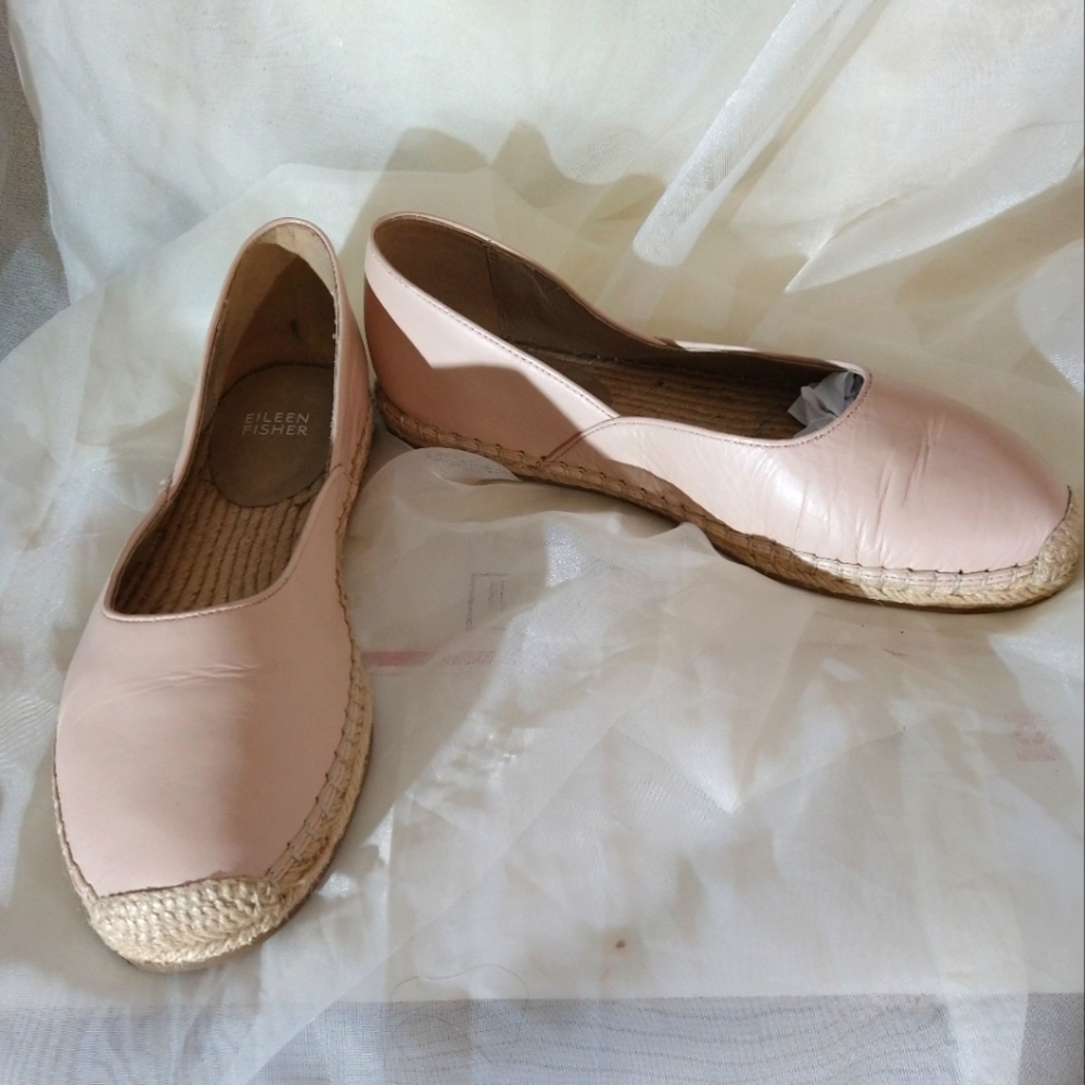 9) Eileen Fisher Pink Leather Espadrille Flats
